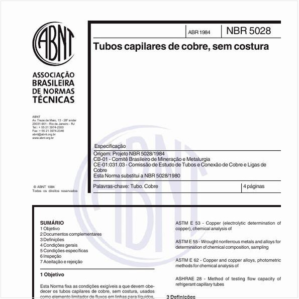 Tubos capilares de cobre, sem costura