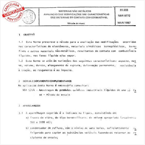 Materiais não-metálicos - Avaliação das modificações nas características dos materiais em contato com combustível