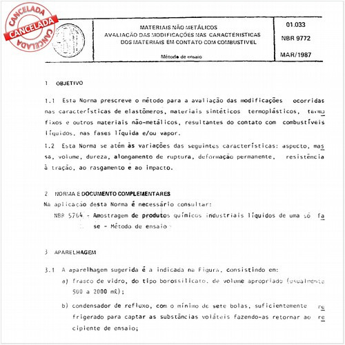 Materiais não-metálicos - Avaliação das modificações nas características dos materiais em contato com combustível
