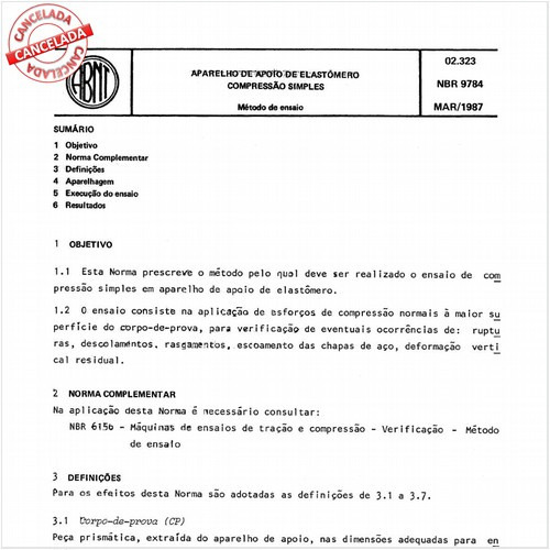 Aparelho de apoio de elastômero - Compressão simples