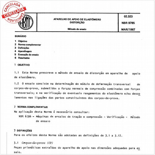 Aparelho de apoio de elastômero - Distorção