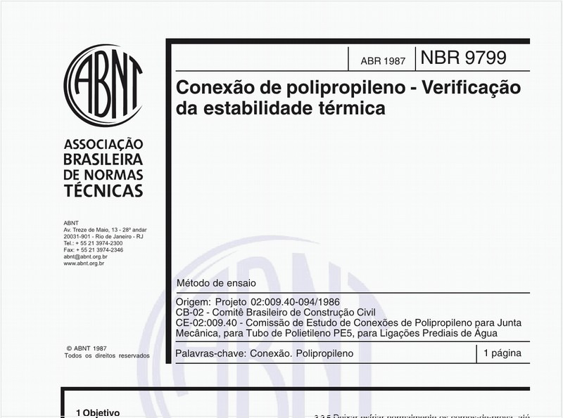 Conexão de polipropileno - Verificação da estabilidade térmica - Método de ensaio