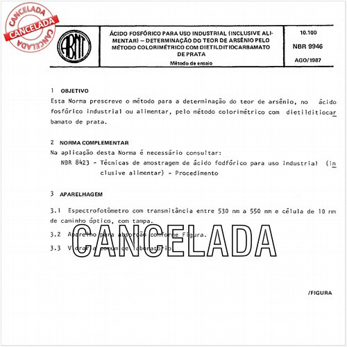 Acido fosfórico para uso industrial (inclusive alimentar) - Determinação do teor de arsênio pelo método colorimétrico com dietilditiocarbamato de prata