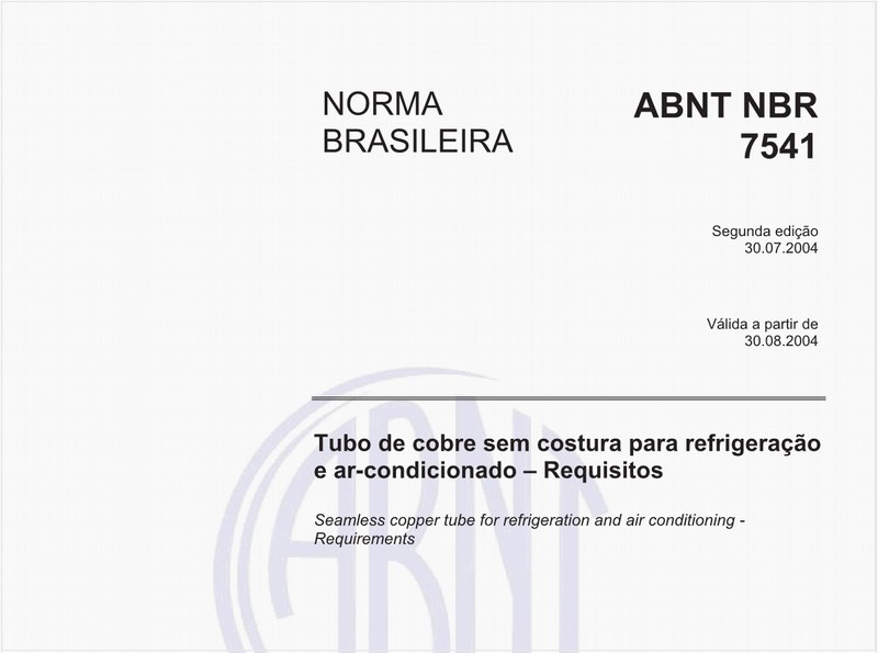 Tubo de cobre sem costura para refrigeração e ar-condicionado - Requisitos