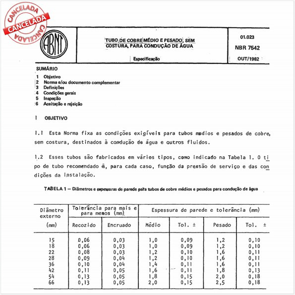 Tubo de cobre médio e pesado, sem costura, para condução de água