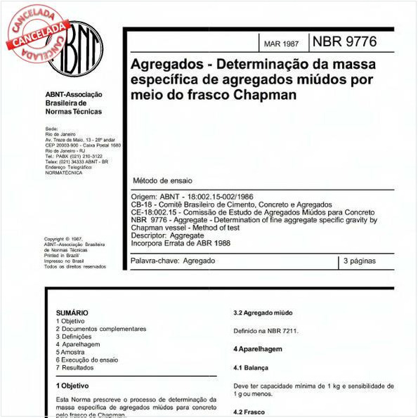 Agregados - Determinação da massa específica de agregados miúdos por meio do frasco Chapman