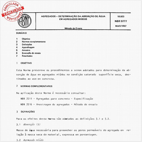 Agregados - Determinação da absorção de água em agregados miúdos