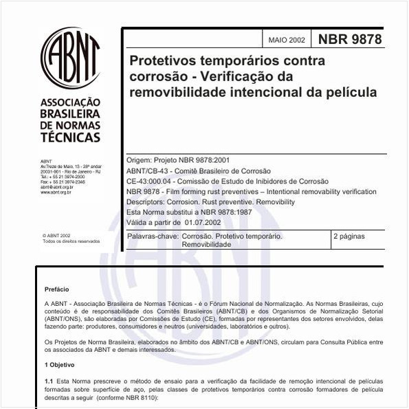 Protetivos temporários contra corrosão - Vertificação da removibilidade intencional da película