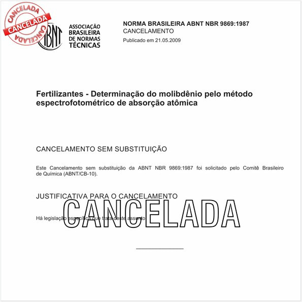 Fertilizantes - Determinação do molibdênio pelo método espectrofotométrico de absorção atômica