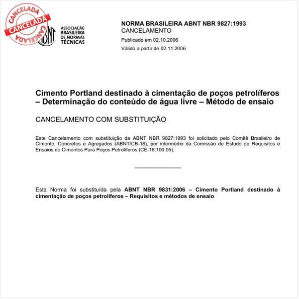 Cimento Portland destinado à cimentação de poços petrolíferos - Determinação do conteúdo de água livre