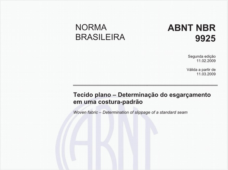 Tecido plano - Determinação do esgarçamento em uma costura padrão