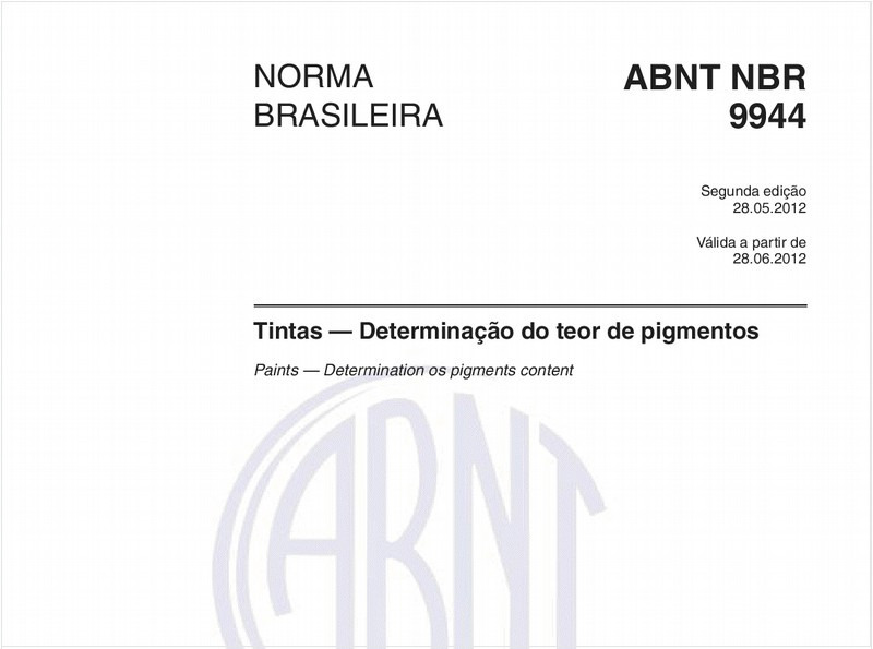 Tintas - Determinação do teor de pigmentos