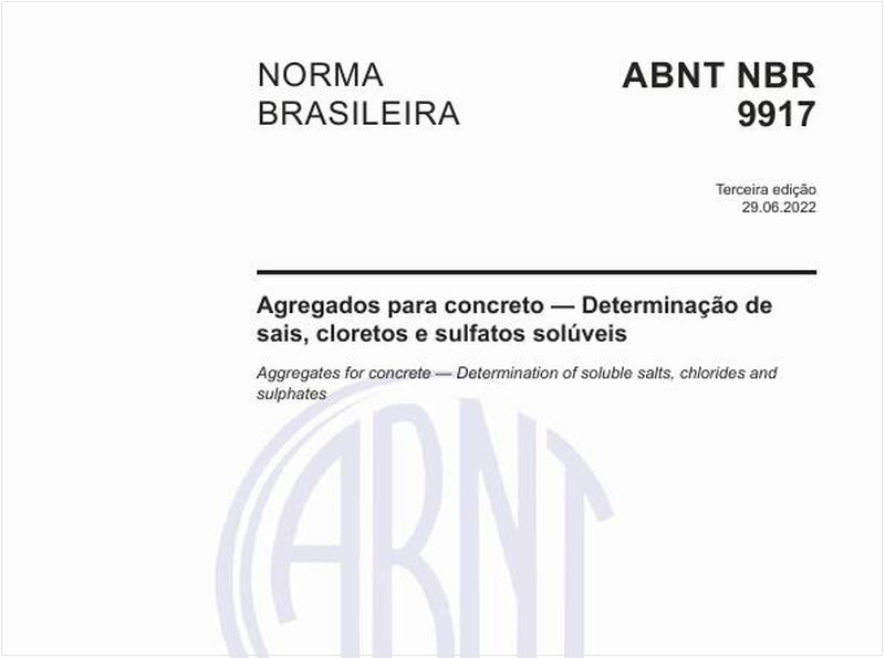Agregados para concreto - Determinação de sais, cloretos e sulfatos solúveis