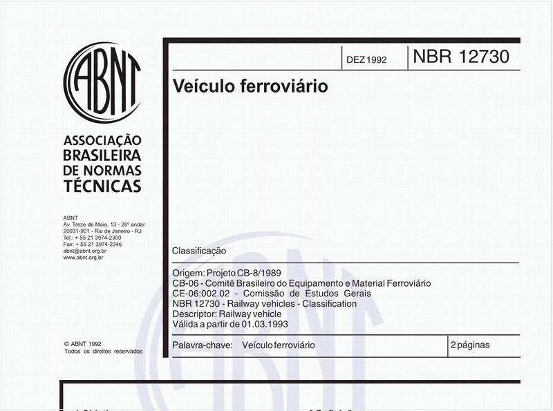 Veículo ferroviário - Classificação