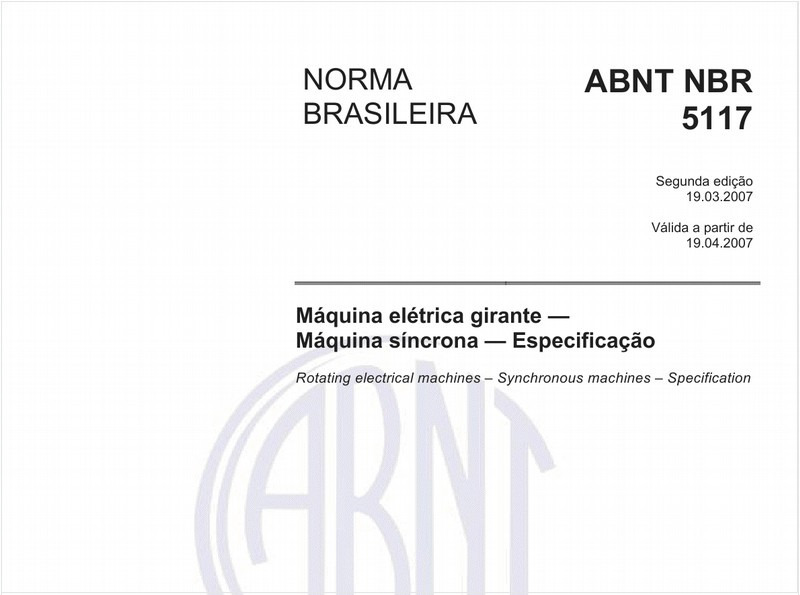 Máquina elétrica girante - Máquina síncrona - Especificação