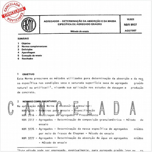 Agregados - Determinação da absorção e da massa específica de agregado graúdo