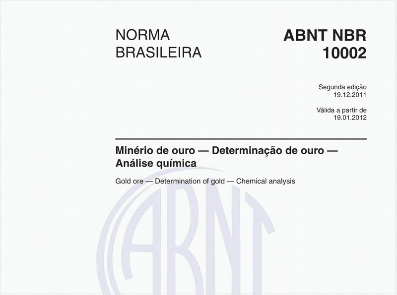 Minério de ouro — Determinação de ouro — Análise química
