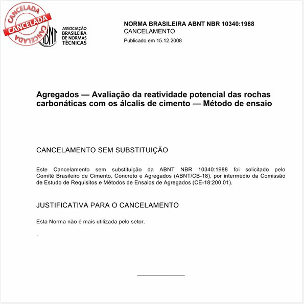 Agregados - Avaliação da reatividade potencial das rochas carbonáticas com os álcalis de cimento