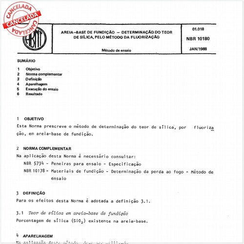 Areia-base de fundição - Determinação do teor de sílica, pelo método da fluorização