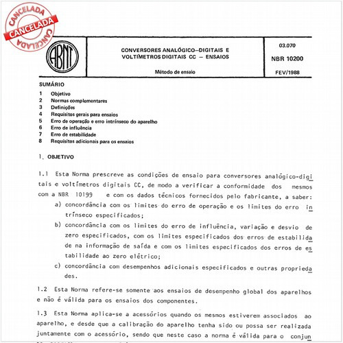 Conversores analógico-digitais e voltímetros digitais CC - Ensaios
