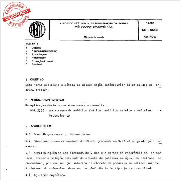 Anidrido ftálico - Determinação da acidez - Método potenciométrico