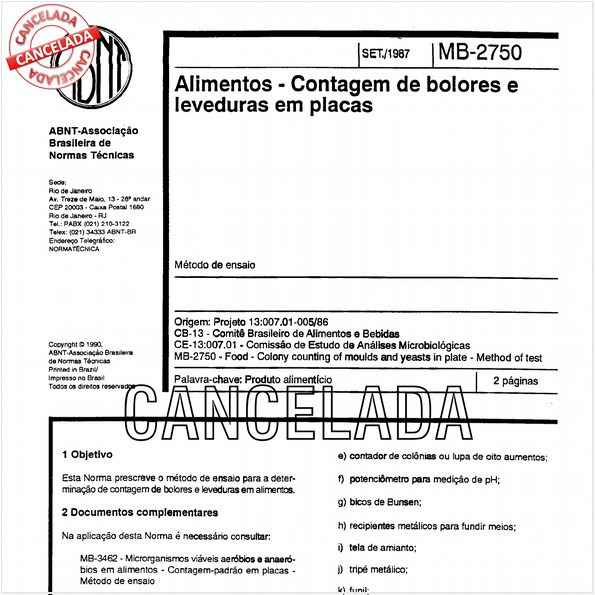 Alimentos - Contagem de bolores e leveduras em placas