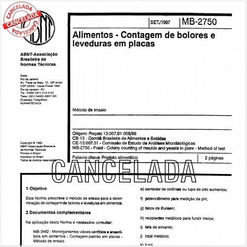 Alimentos - Contagem de bolores e leveduras em placas