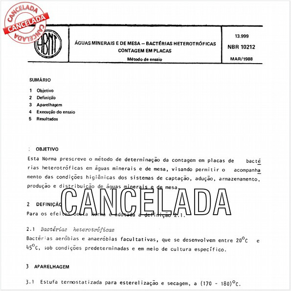 Aguas minerais e de mesa - Bactérias heterotróficas - Contagem em placas
