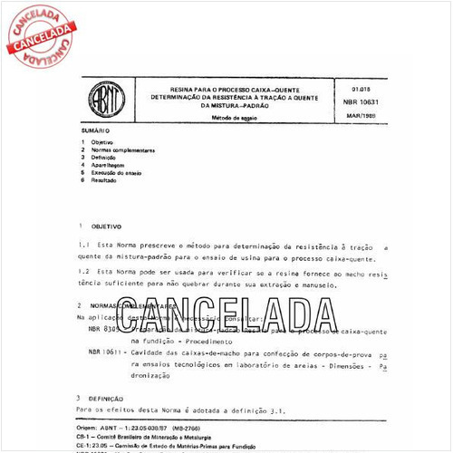 Resina para o processo caixa-quente - Determinação da resistência à tração a quente da mistura-padrão