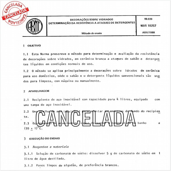 Decorações sobre vidrados - Determinação da resistência a ataques de detergentes