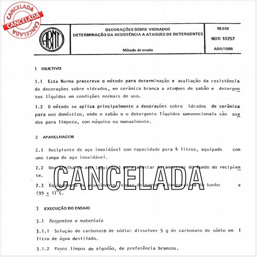 Decorações sobre vidrados - Determinação da resistência a ataques de detergentes