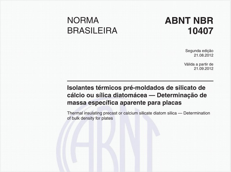 Isolantes térmicos pré-moldados de silicato de cálcio ou sílica diatomácea — Determinação de massa específica aparente para placas