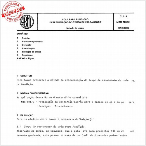 Cola para fundição - Determinação do tempo de escoamento