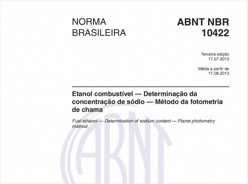 Etanol combustível — Determinação da concentração de sódio — Método da fotometria de chama