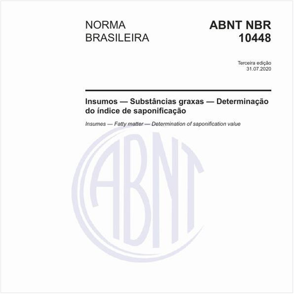 Insumos — Substâncias graxas — Determinação do índice de saponificação