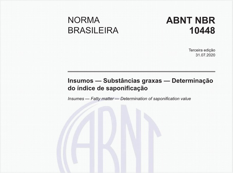 Insumos — Substâncias graxas — Determinação do índice de saponificação