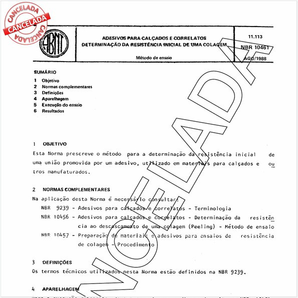 Adesivos para calçados e correlatos - Determinação da resistência inicial de uma colagem