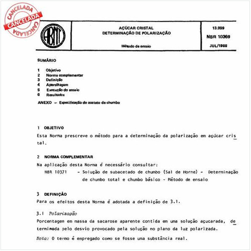 Açúcar cristal - Determinação de polarização