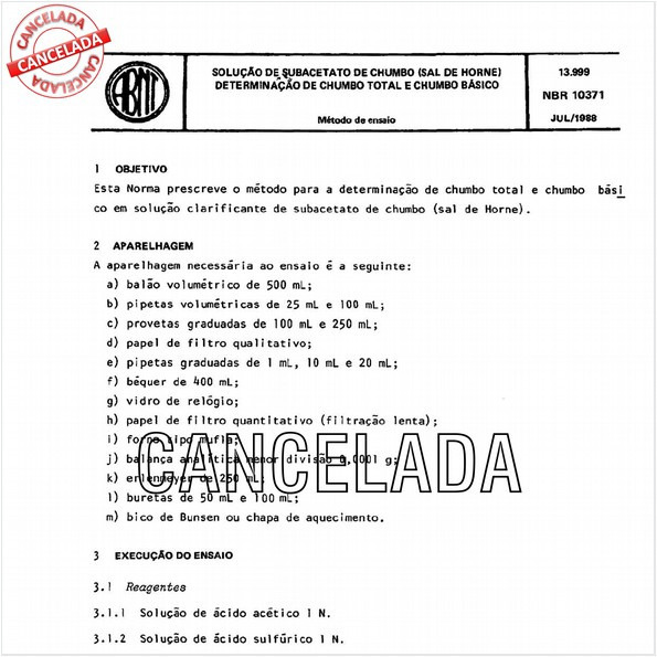 Solução de subacetato de chumbo (sal de horne) - Determinação de chumbo total e chumbo básico