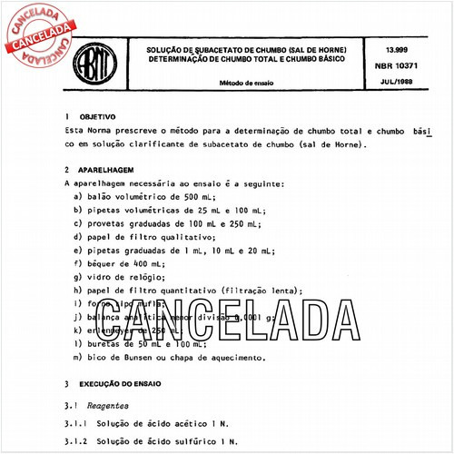Solução de subacetato de chumbo (sal de horne) - Determinação de chumbo total e chumbo básico