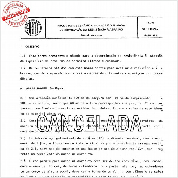 Produtos de cerâmica vidrada e queimada - Determinação da resistência à abrasão