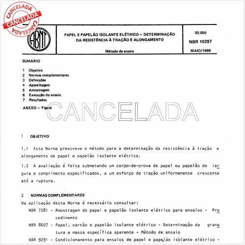 Papel e papelão isolante elétrico - Determinação da resistência à tração e alongamento