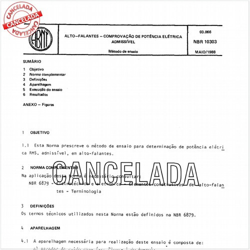 Alto-falantes - Comprovação de potência elétrica admissível