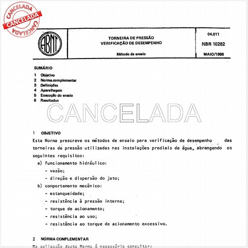 Torneira de pressão - Verificação de desempenho