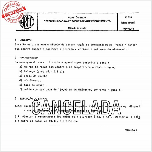 Elastômeros - Determinação da porcentagem de encolhimento
