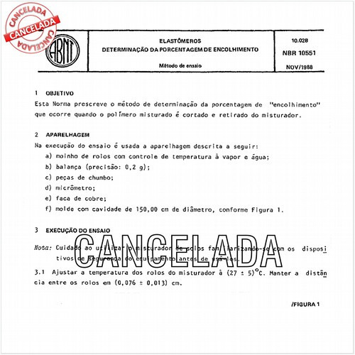 Elastômeros - Determinação da porcentagem de encolhimento