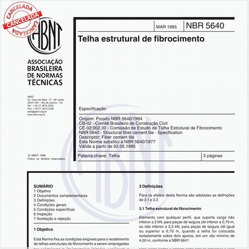 Telha estrutural de fibrocimento