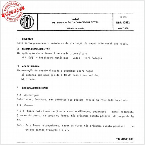 Latas - Determinação da capacidade total