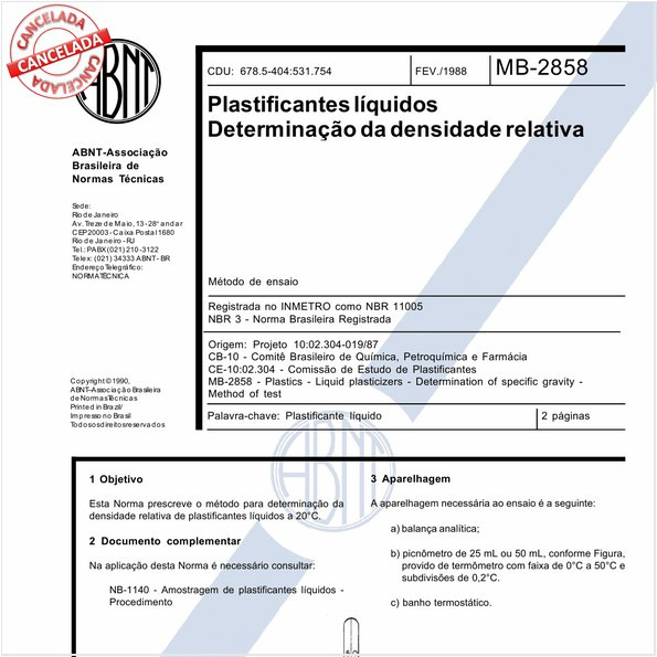Plastificantes líquidos - Determinação da densidade relativa
