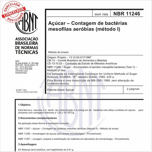 Açúcar - Contagem de bactérias mesofilas aeróbias (método I)